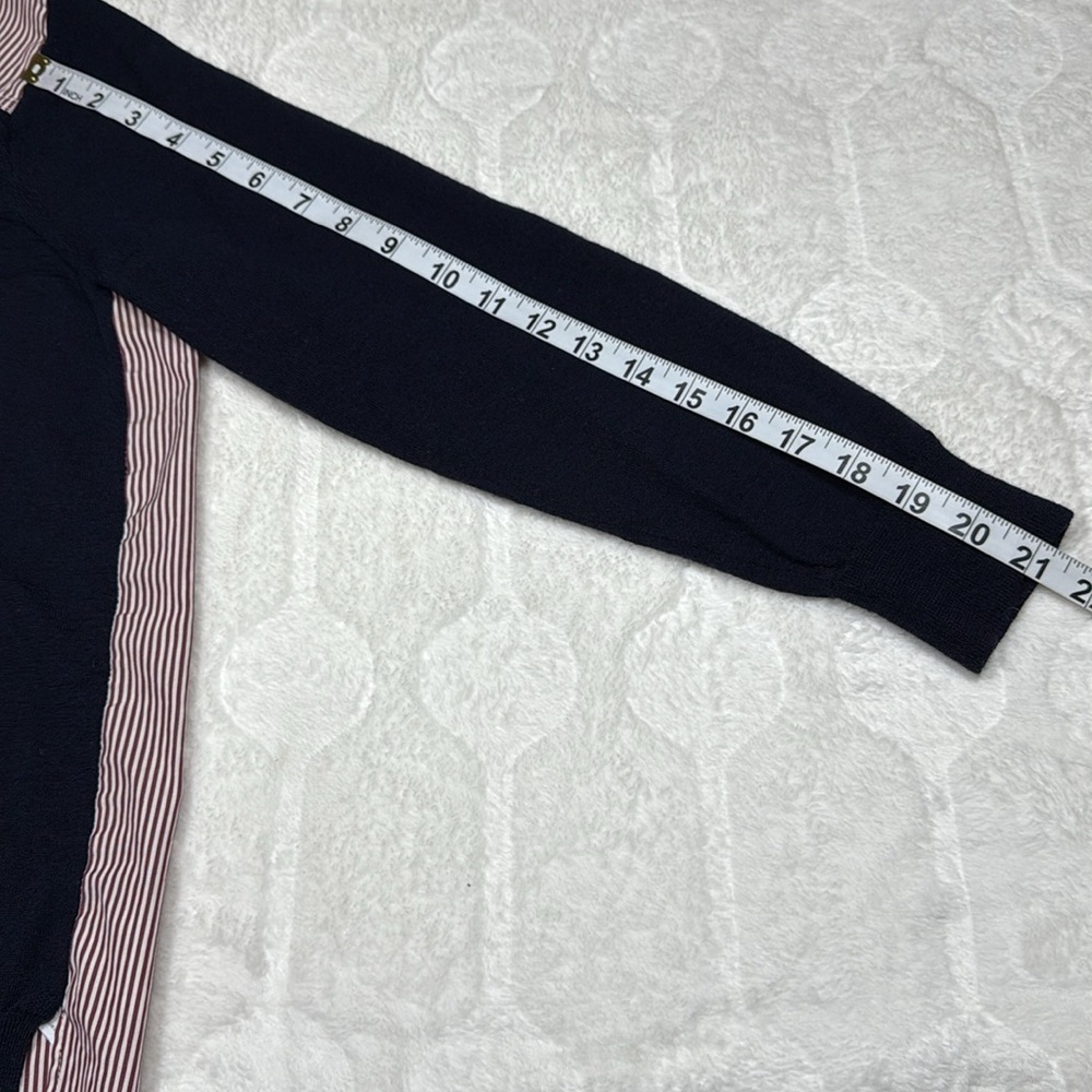 J Crew Womens Navy Pink Mixed Media‎ Merino Wool Sweater Shirt Back M Classic - Picture 9 of 11